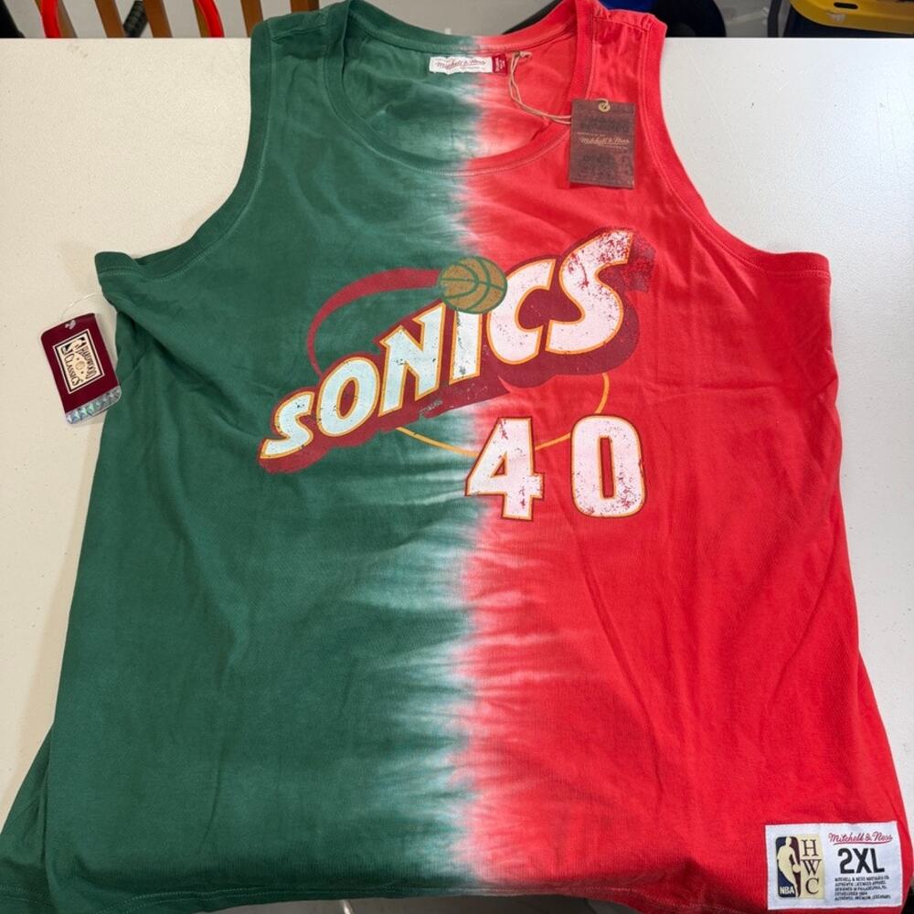 Shawn Kemp Seattle SuperSonics Mitchell & Ness NBA Tie Dye Cotton Tank 2XL NWT